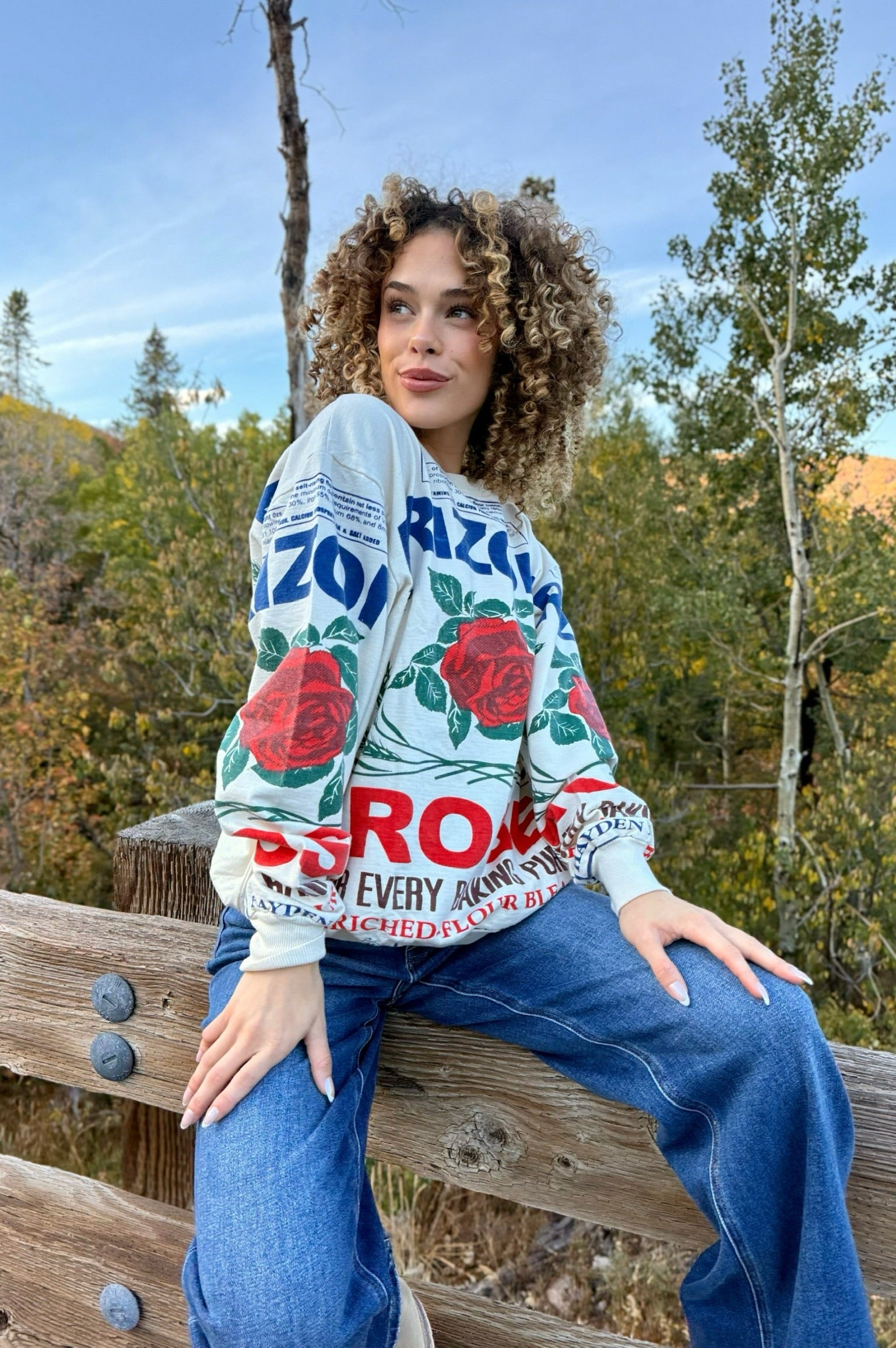 graphic sweatshirt, womens graphic sweatshirt, rose sweatshirt