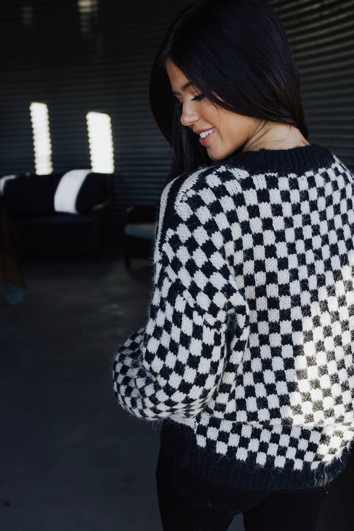 Mable Checkered Knit Sweater - FINAL SALE