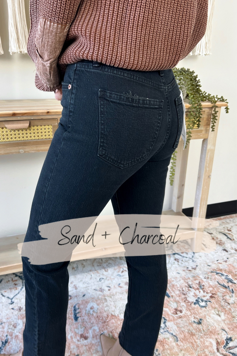 Margo High Rise Jeans Sand + Charcoal