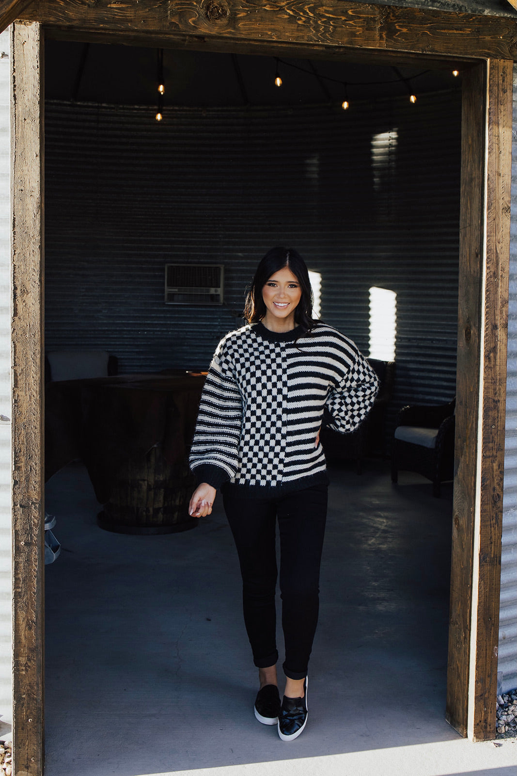 Mable Checkered Knit Sweater - FINAL SALE