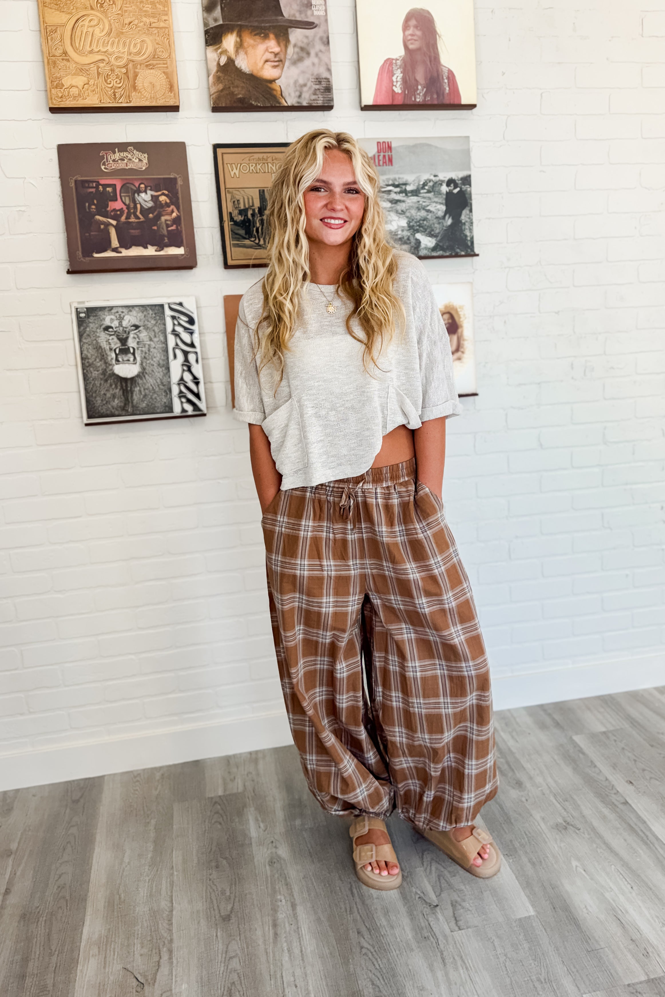 Here For It Plaid Balloon Pants