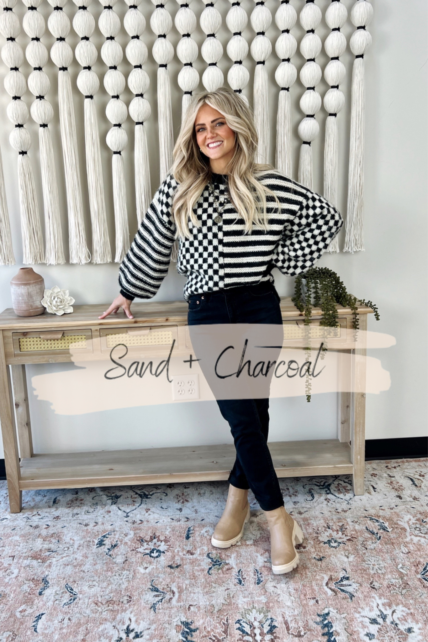 Mable Checkered Knit Sweater - FINAL SALE