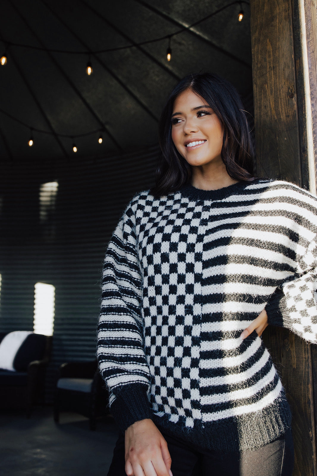 Mable Checkered Knit Sweater - FINAL SALE