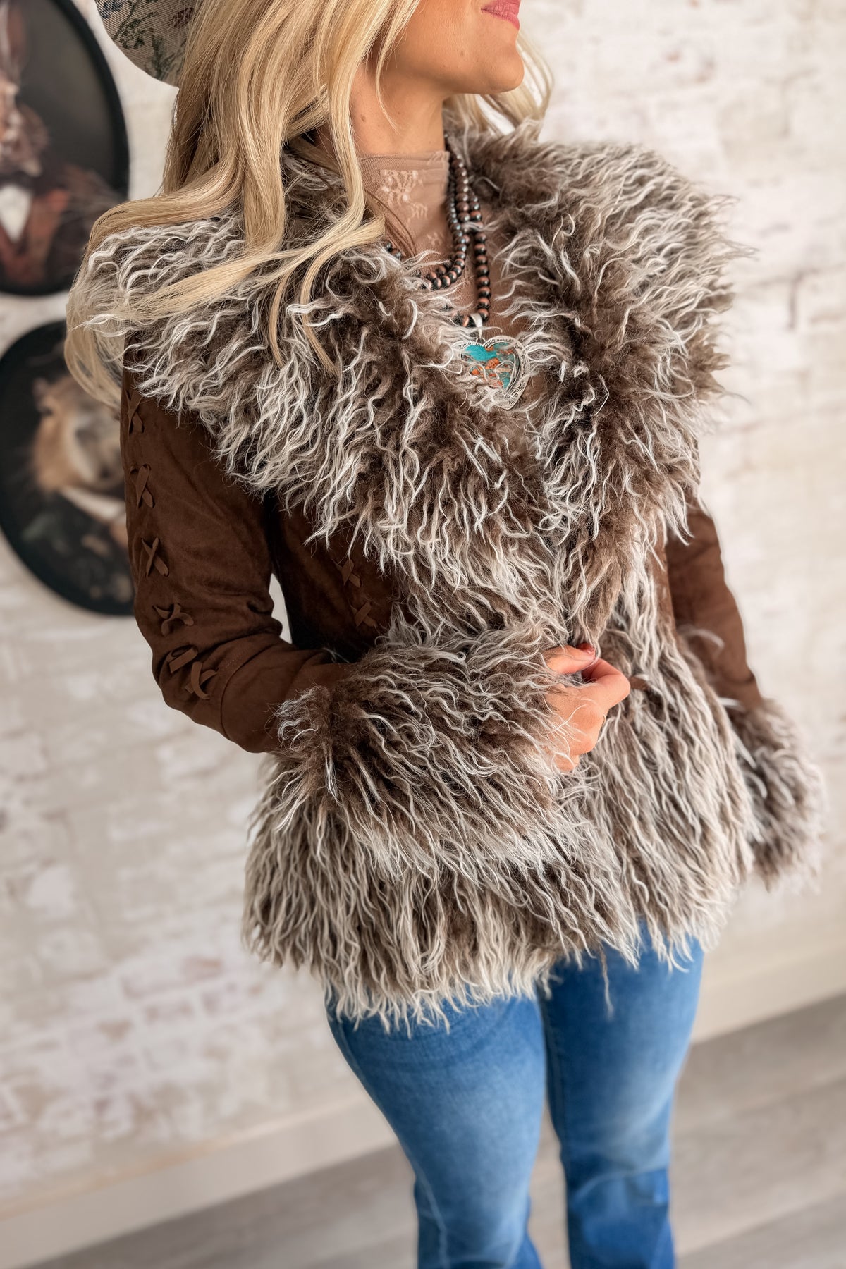 High Roller Faux Fur Western Jacket