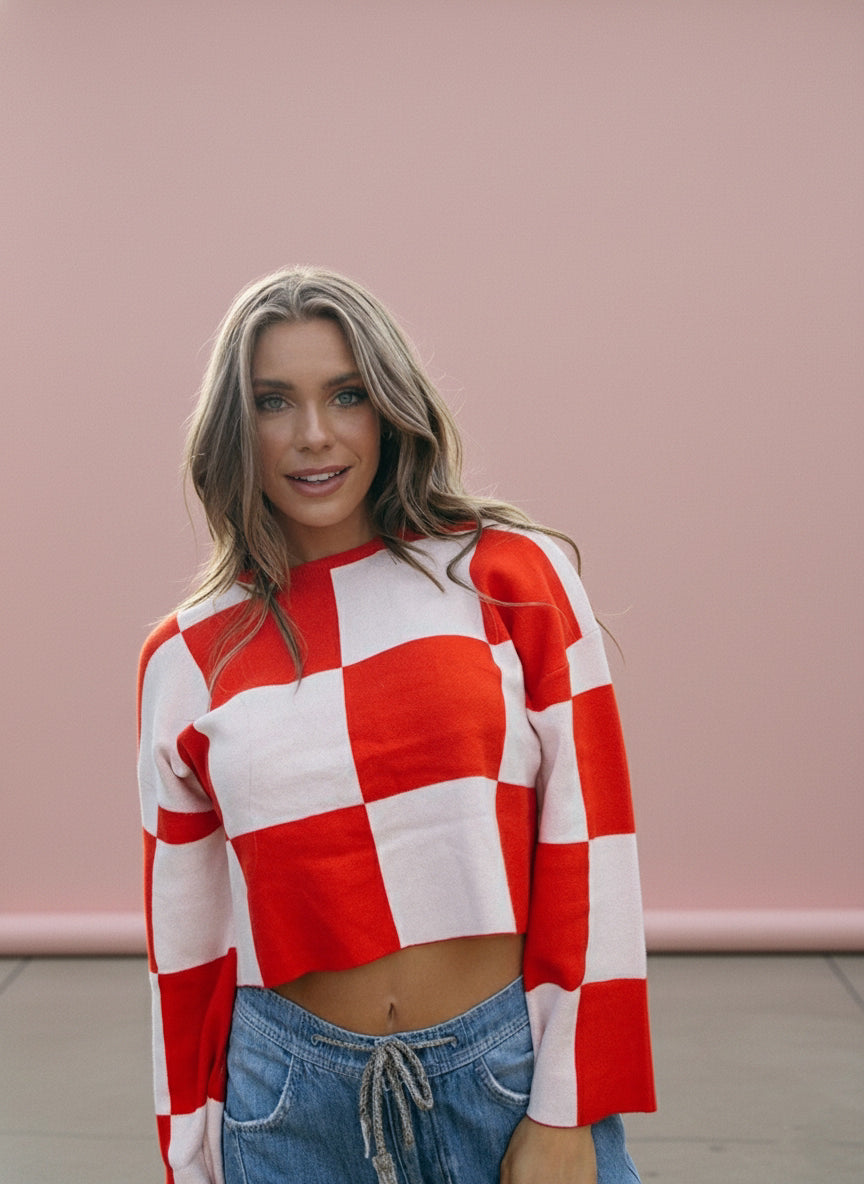 Pink Slip Checkered Top