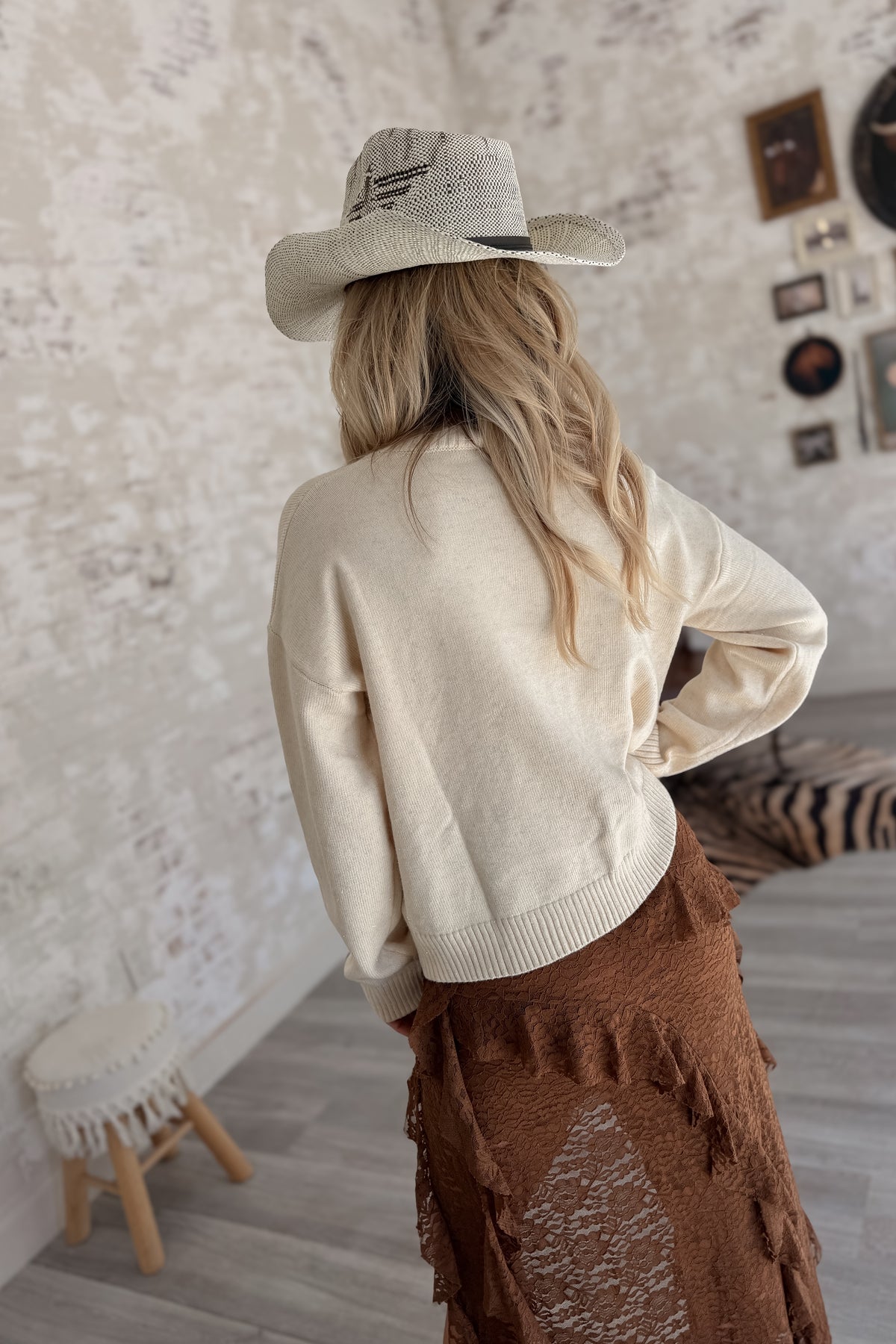 Ivory Pastures Horse Embroidered Sweater
