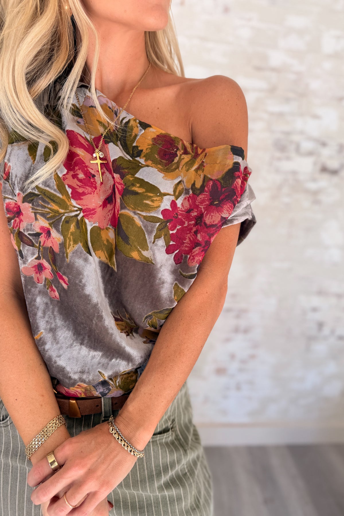 Worth The Risk Floral Velvet Top