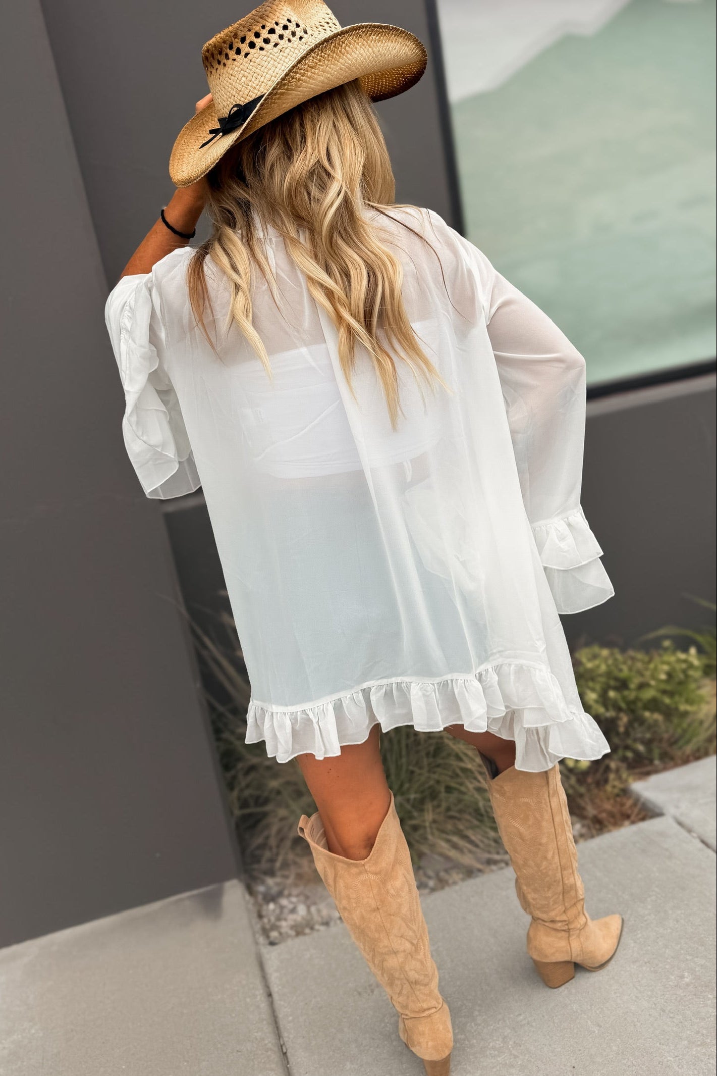 Ghost Notes Ruffle Blouse