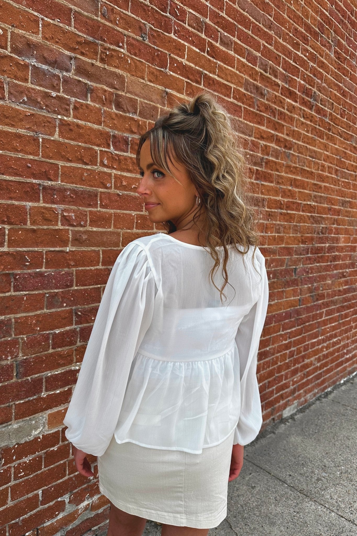 Airlight Tie Square Neck Blouse