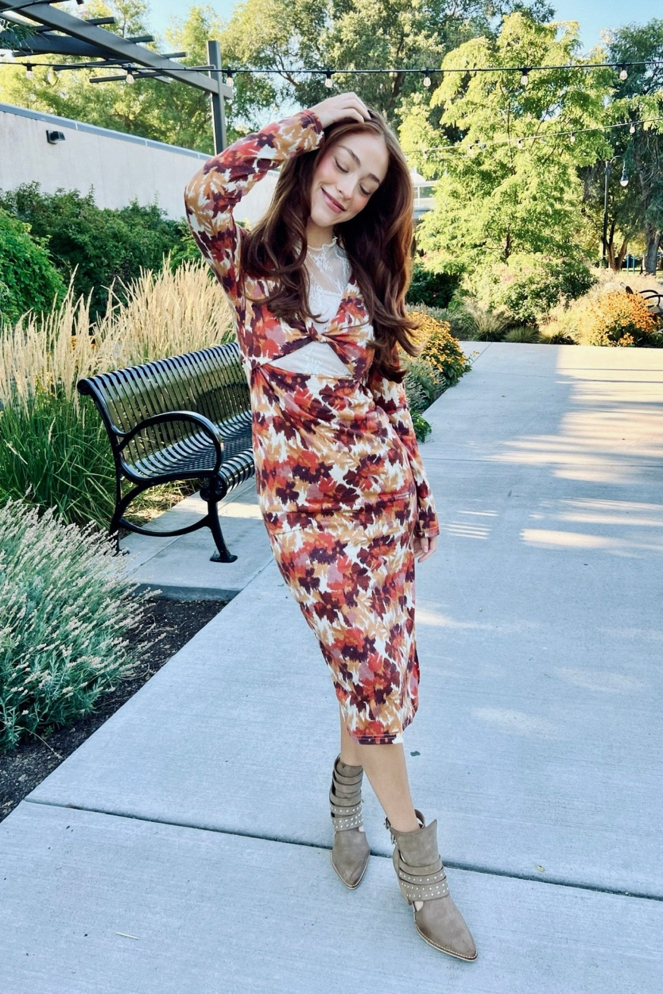 autumn midi dress Autumn Abstract Midi Dress