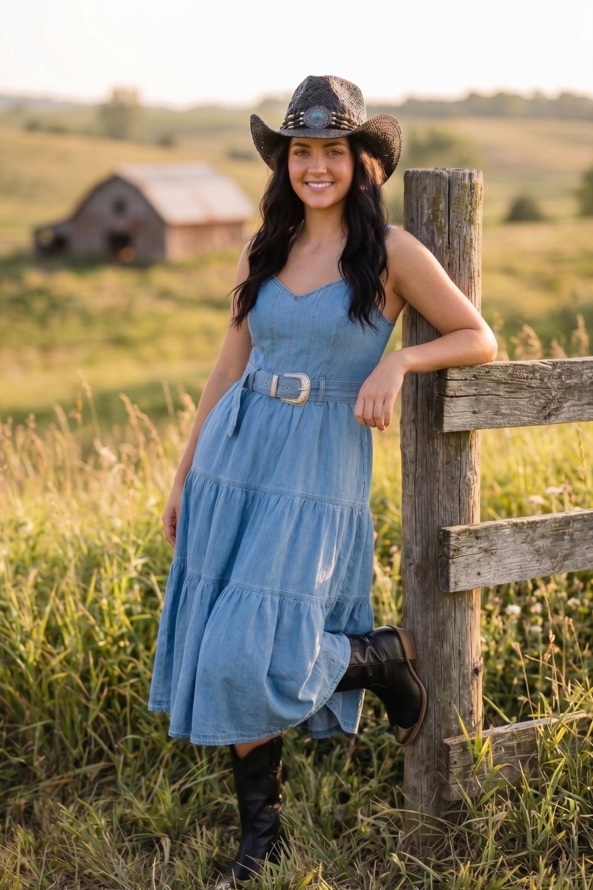 Backroads & Daydreams Denim Tiered Dress