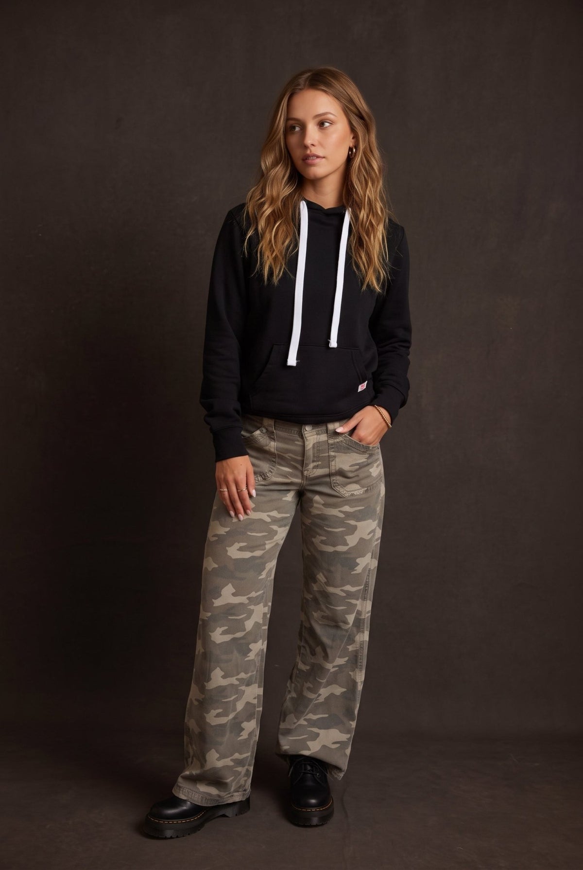 Cozy black soft fleece pullover over hoodie. Matches with our barrel sweatpants