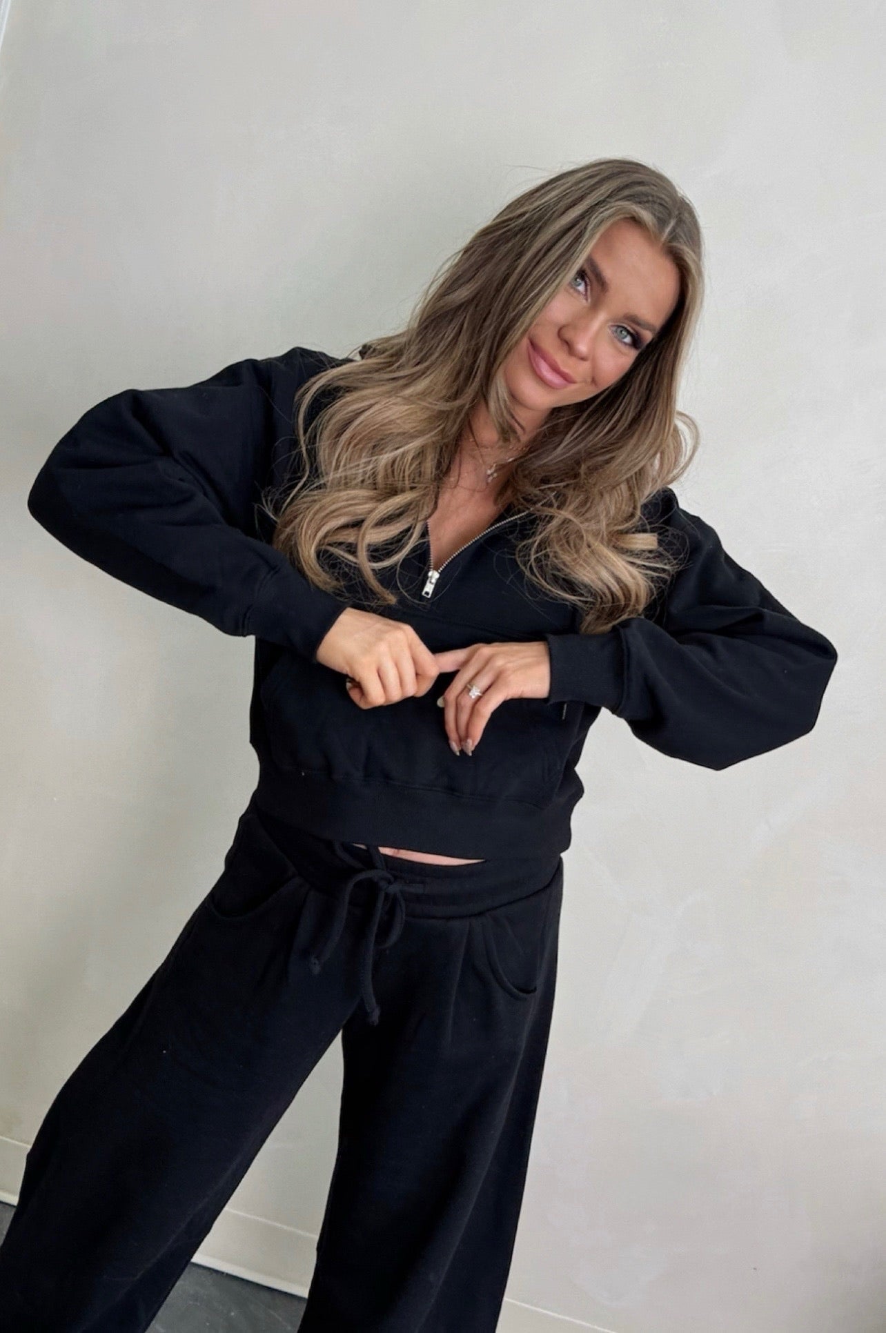 Women's half-zip hoodie, brushed fleece sweatshirt, matching lounge set, oversized hoodie for women, cozy loungewear, off-duty style, Better Half hoodie, pullover hoodie.