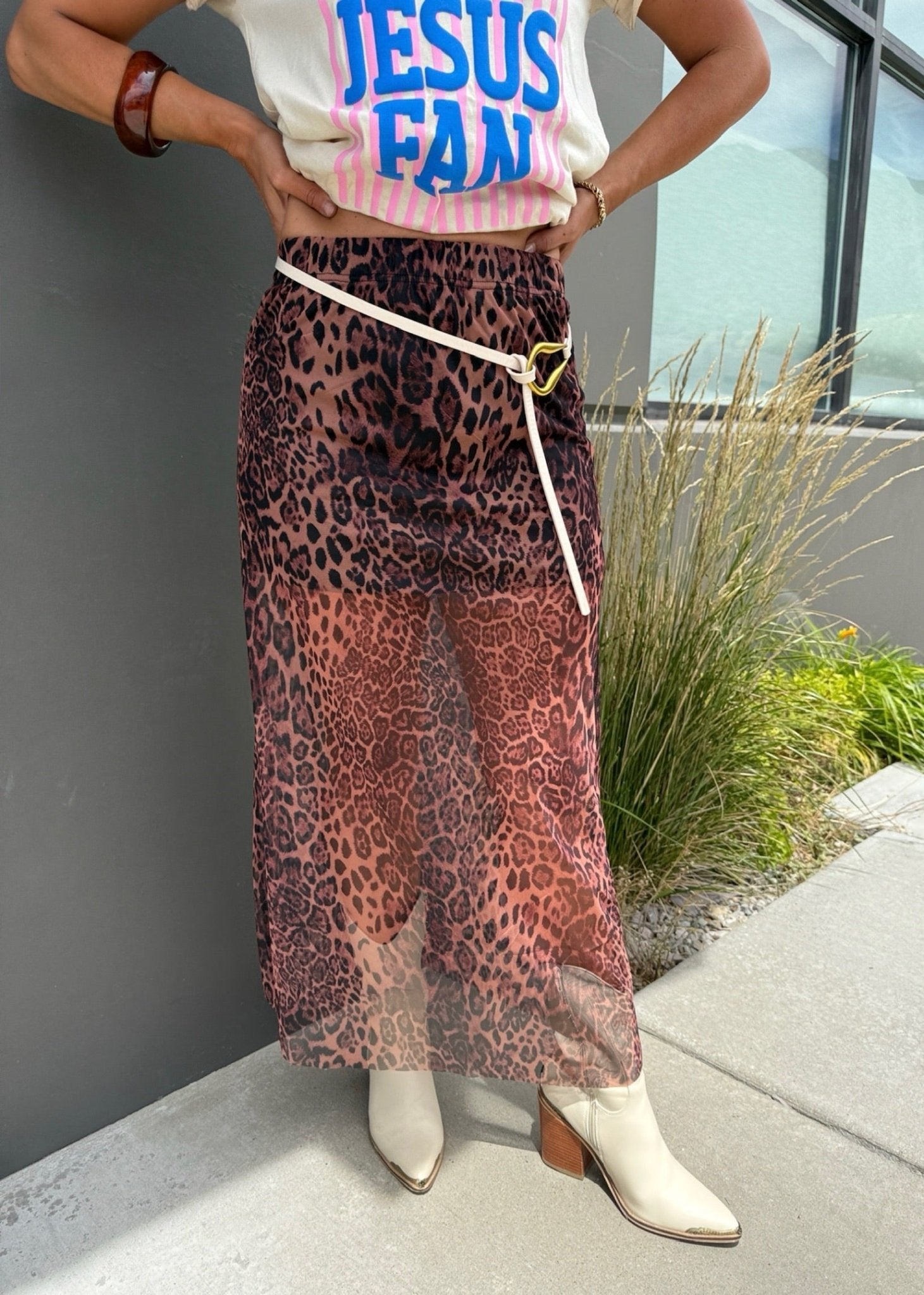 Black Veil Leopard Maxi Skirt