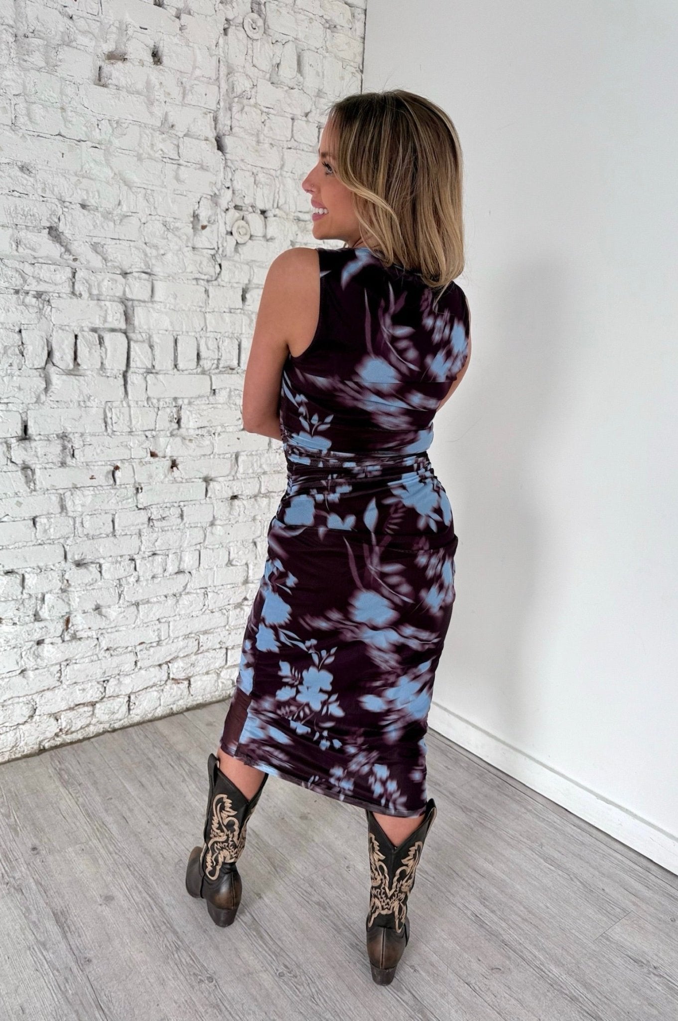 Blur Effect Midi Dress