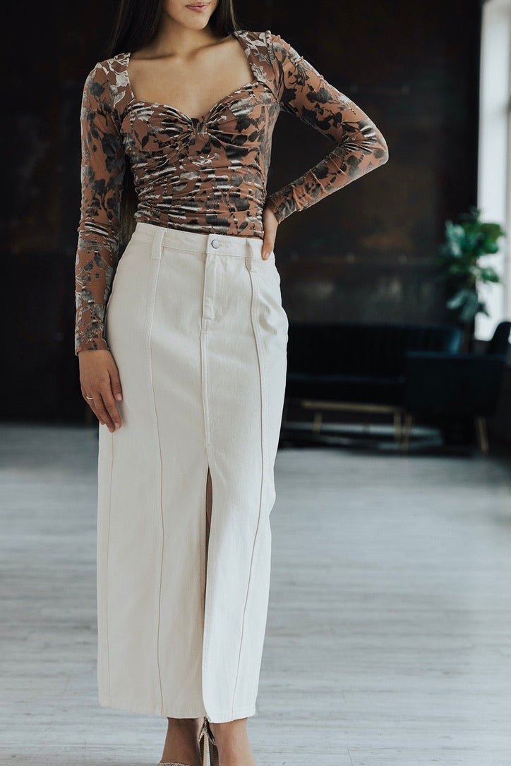 Cane Front Slit Maxi Skirt - FINAL SALE