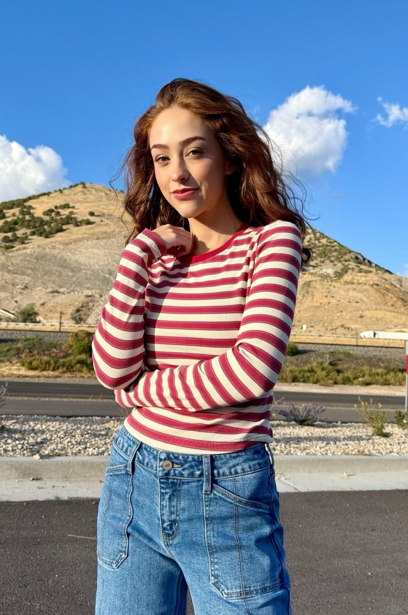 Charlie Ribbed Long Sleeve Tee