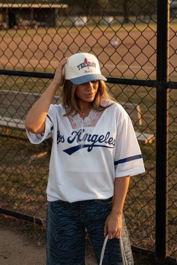 Lace detail baseball jersey for women