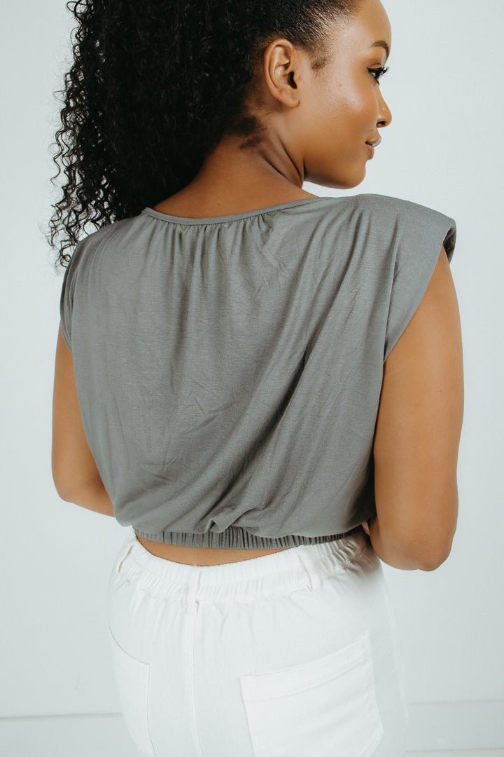 Dahlia Cropped Shoulder Pad Top - FINAL SALE