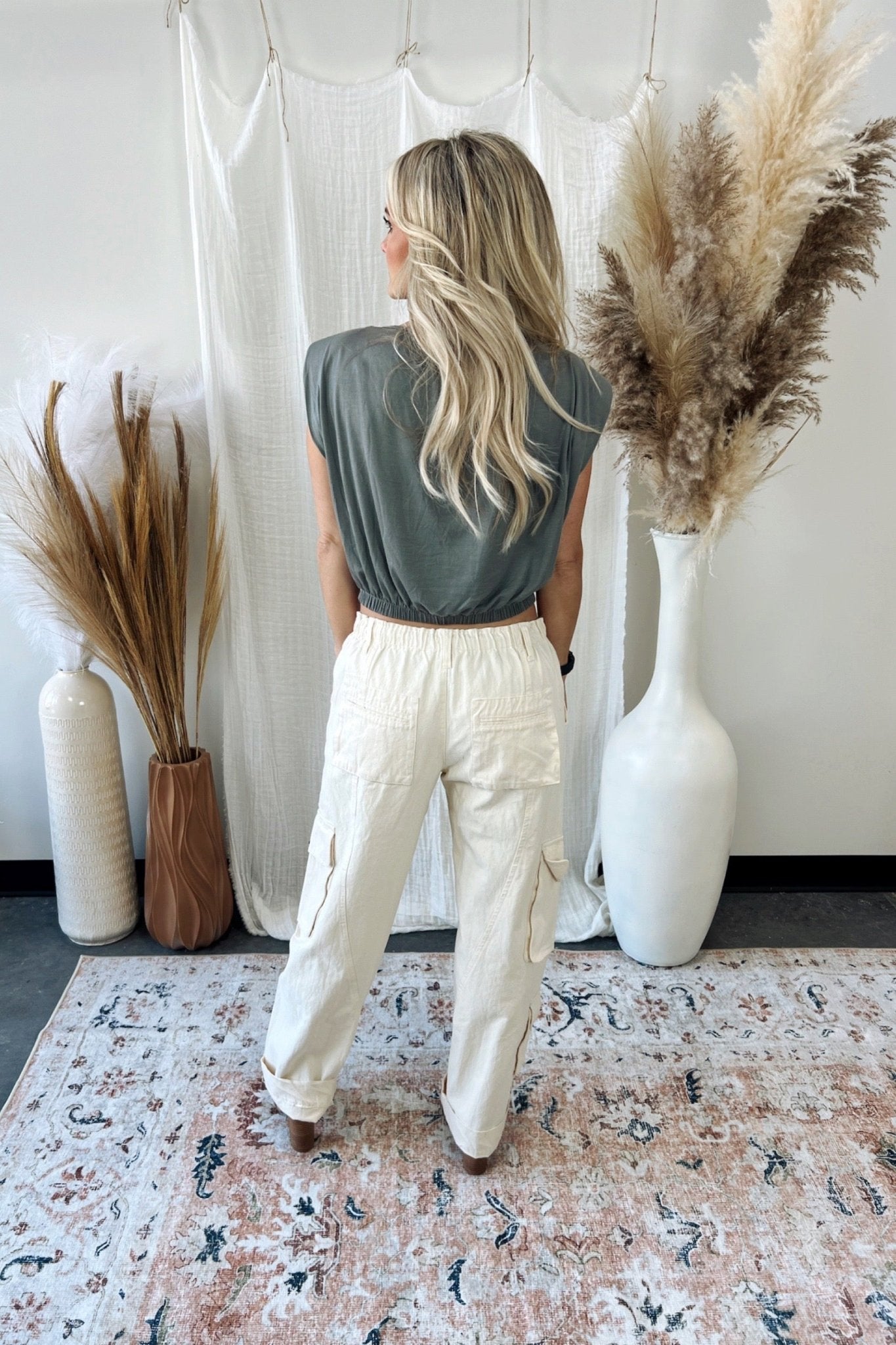 Dahlia Cropped Shoulder Pad Top - FINAL SALE