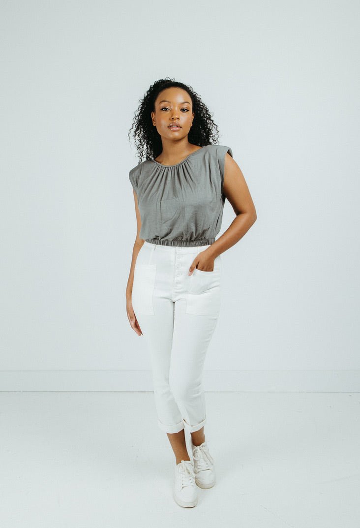 Dahlia Cropped Shoulder Pad Top - FINAL SALE