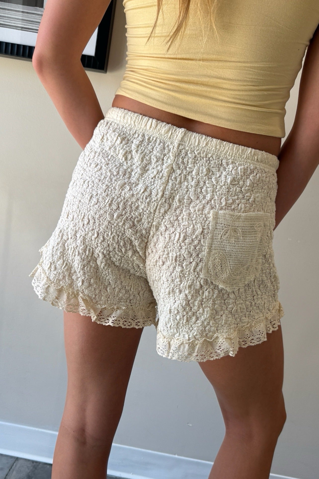 Daisy Chain Textured Knit Shorts