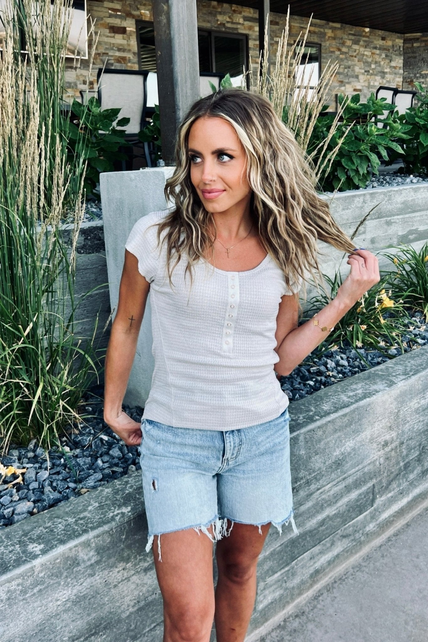 Daylight Waffle Cap Sleeve Top - FINAL SALE