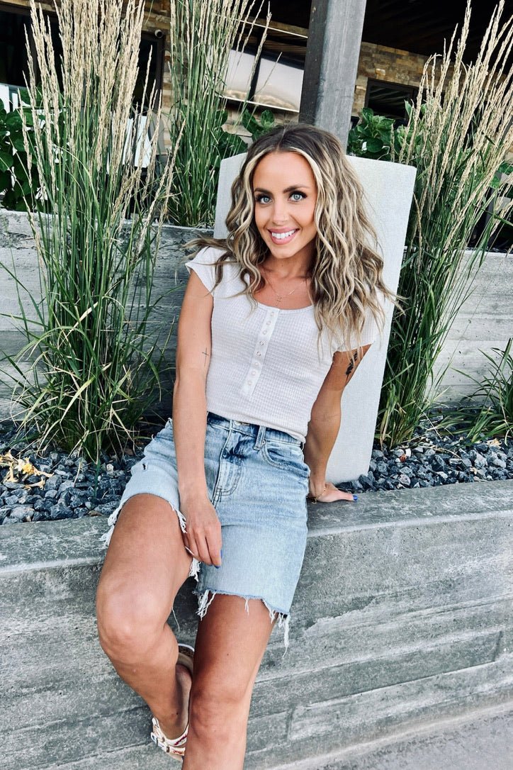 Daylight Waffle Cap Sleeve Top - FINAL SALE