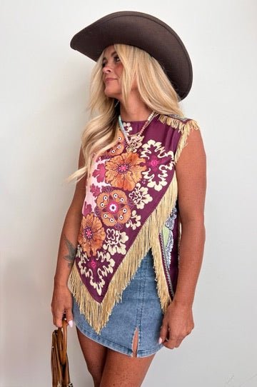 Forgotten Estate Floral & Fringe Tank