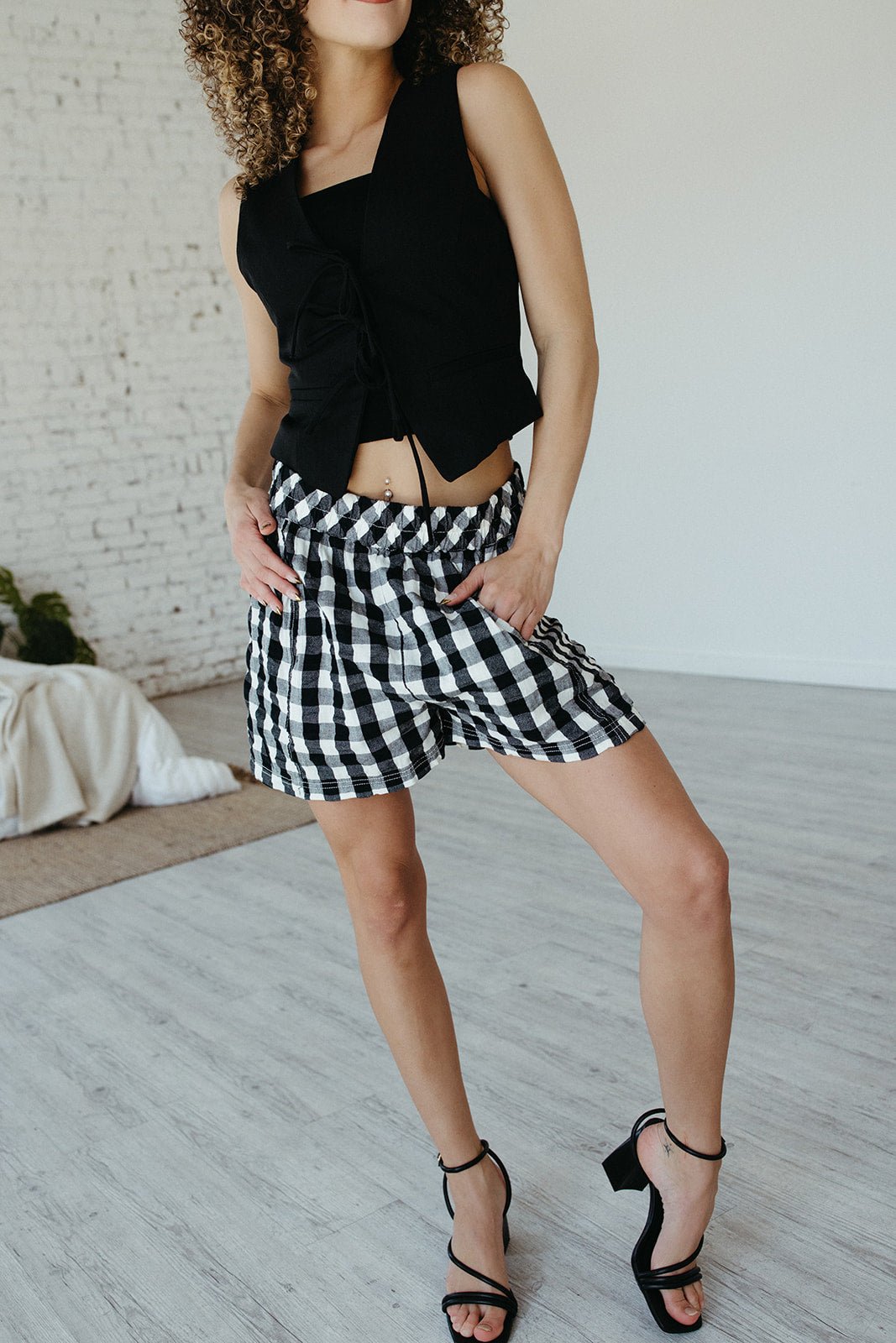 Free People Get Free Seersucker Pull-On Shorts