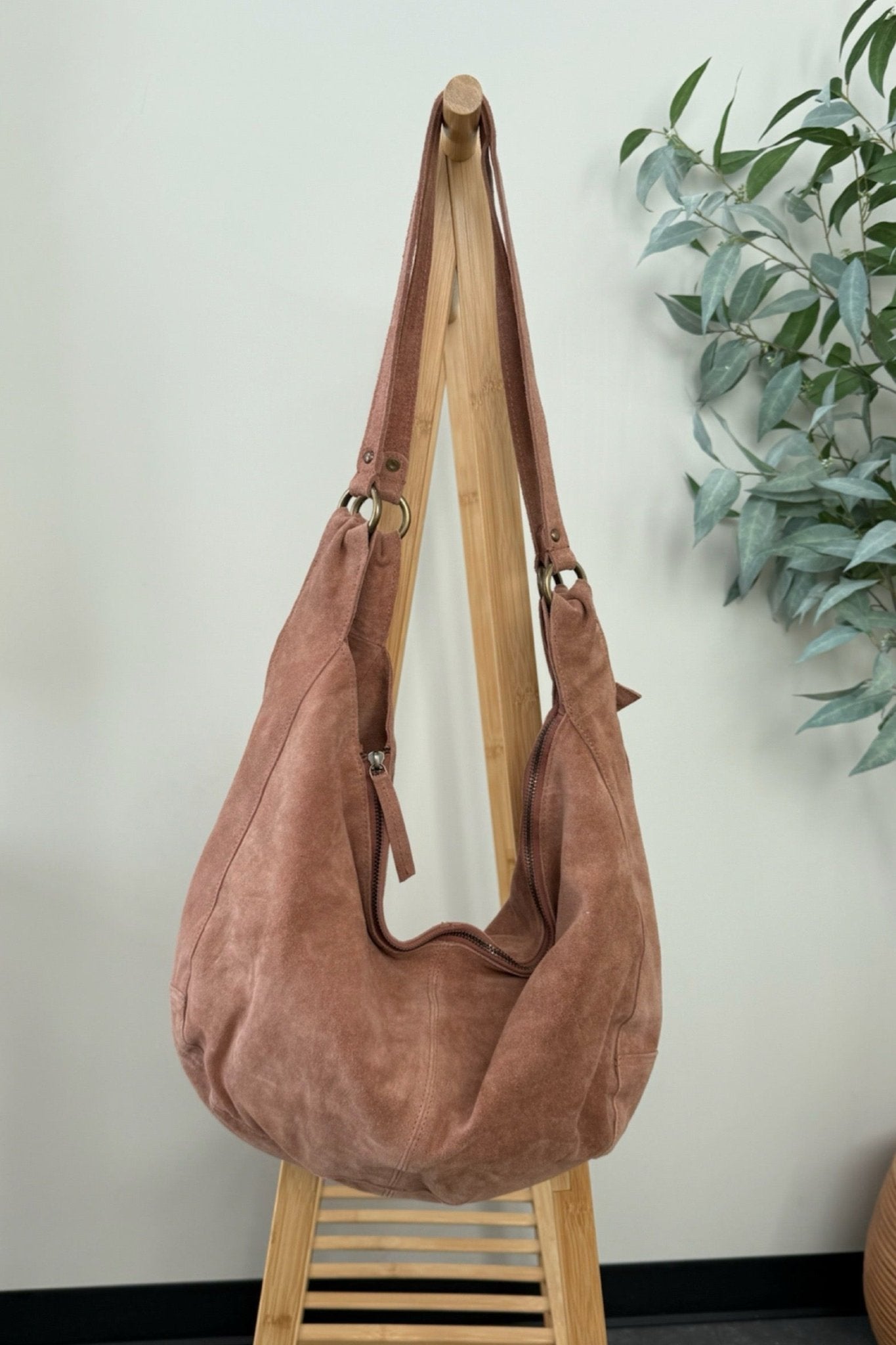 large suede tote bag