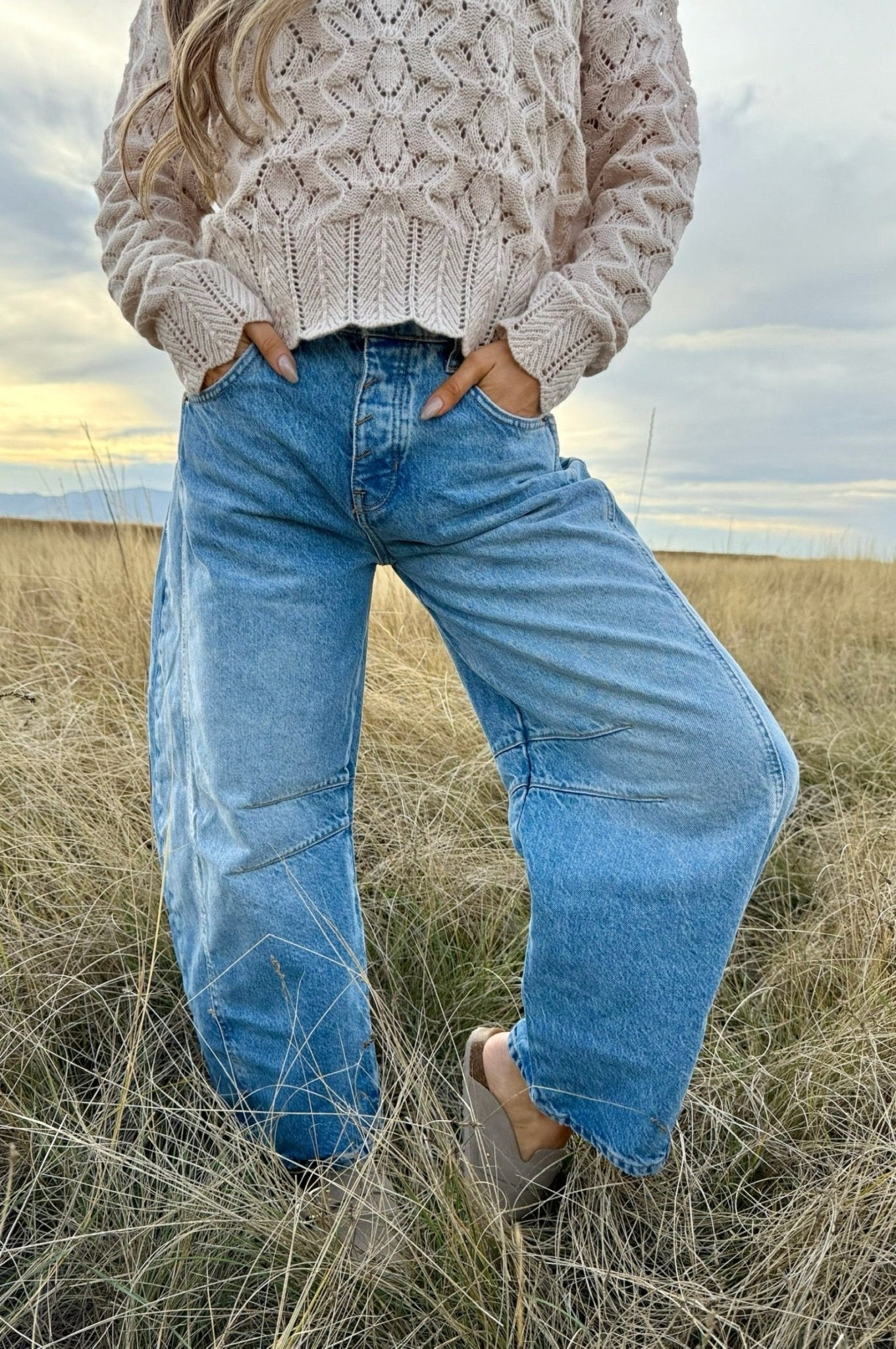 Free People We The Free Good Luck Mid-Rise Barrel Jeans