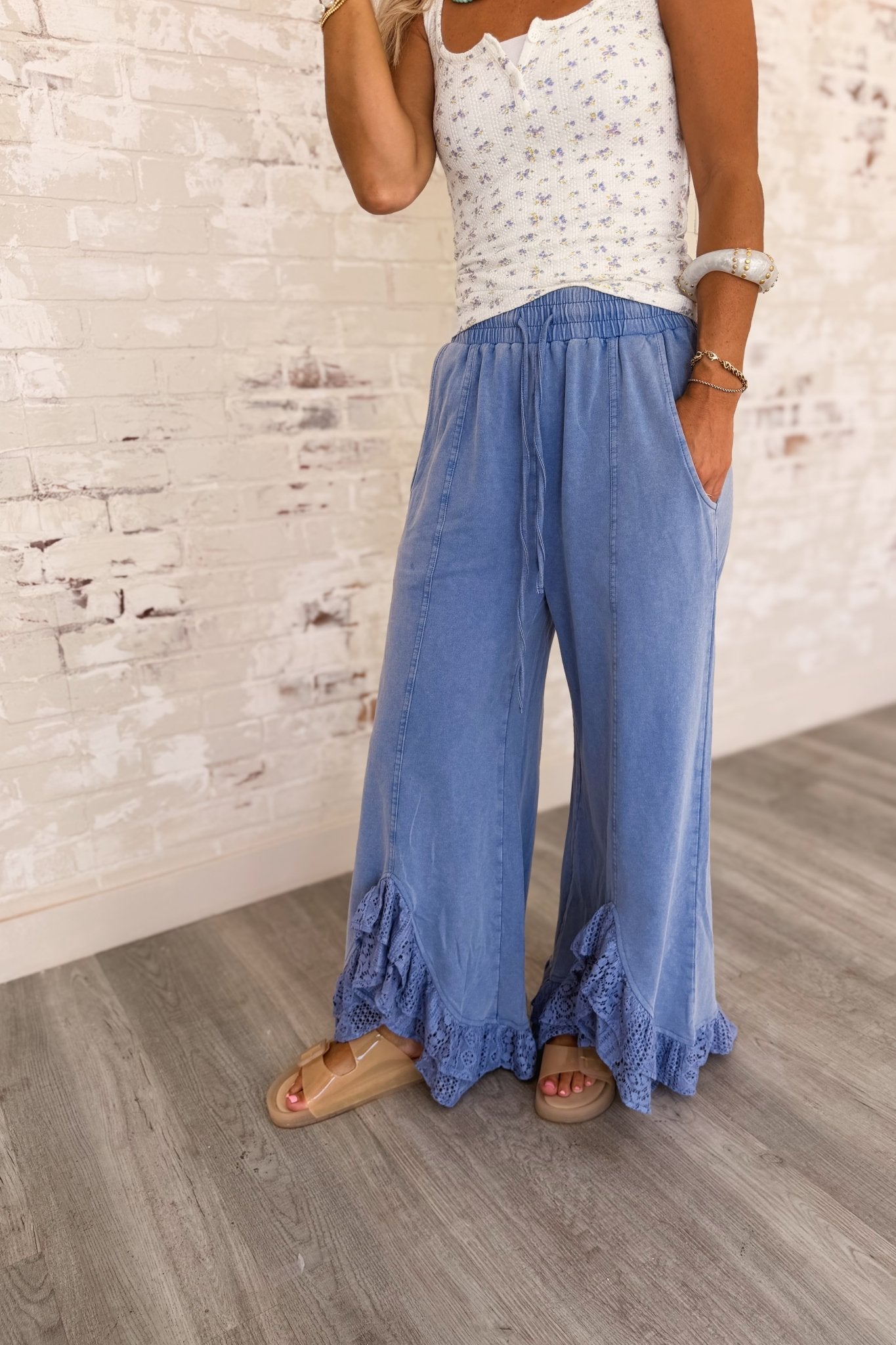 Gypsy Soul Lace Ruffle Wide Leg Pants