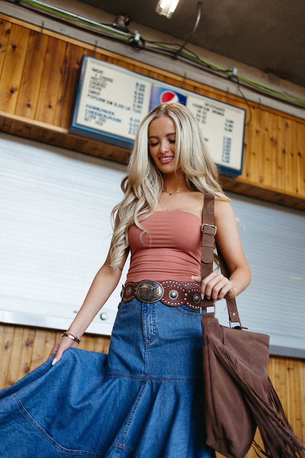 Honkytonk High Low Denim Skirt