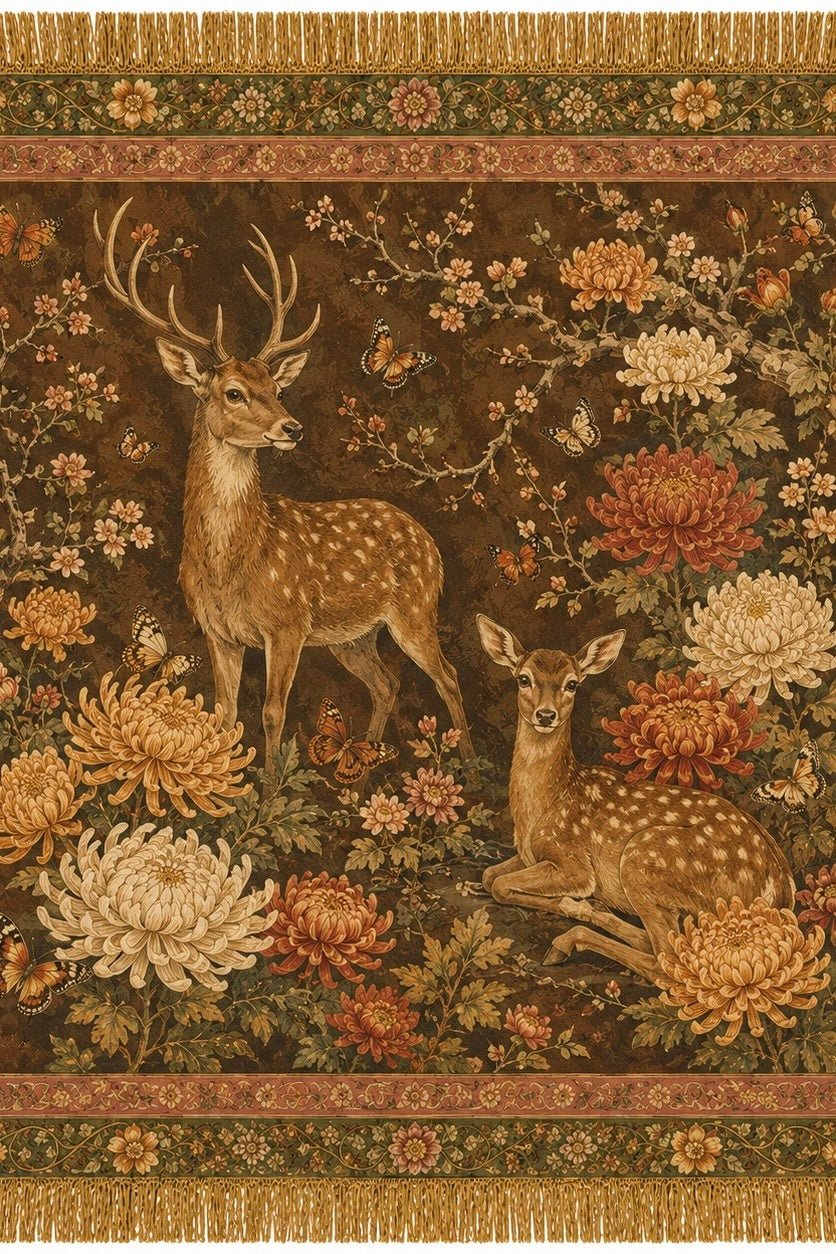 In The Clearing Deer Fringe Scarf