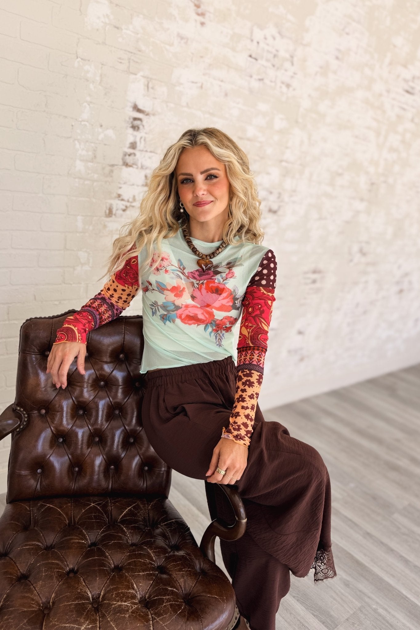 Kaleidoscope Crush Floral Mesh Top