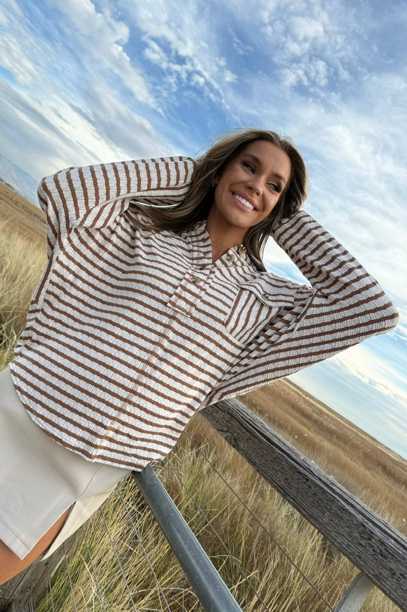 Laid Back Lines Button Up Top