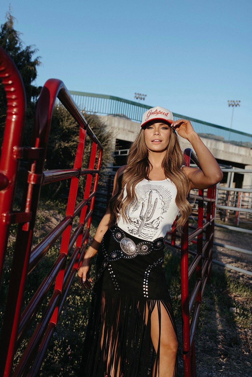 Last Dance Studded Fringe Skirt