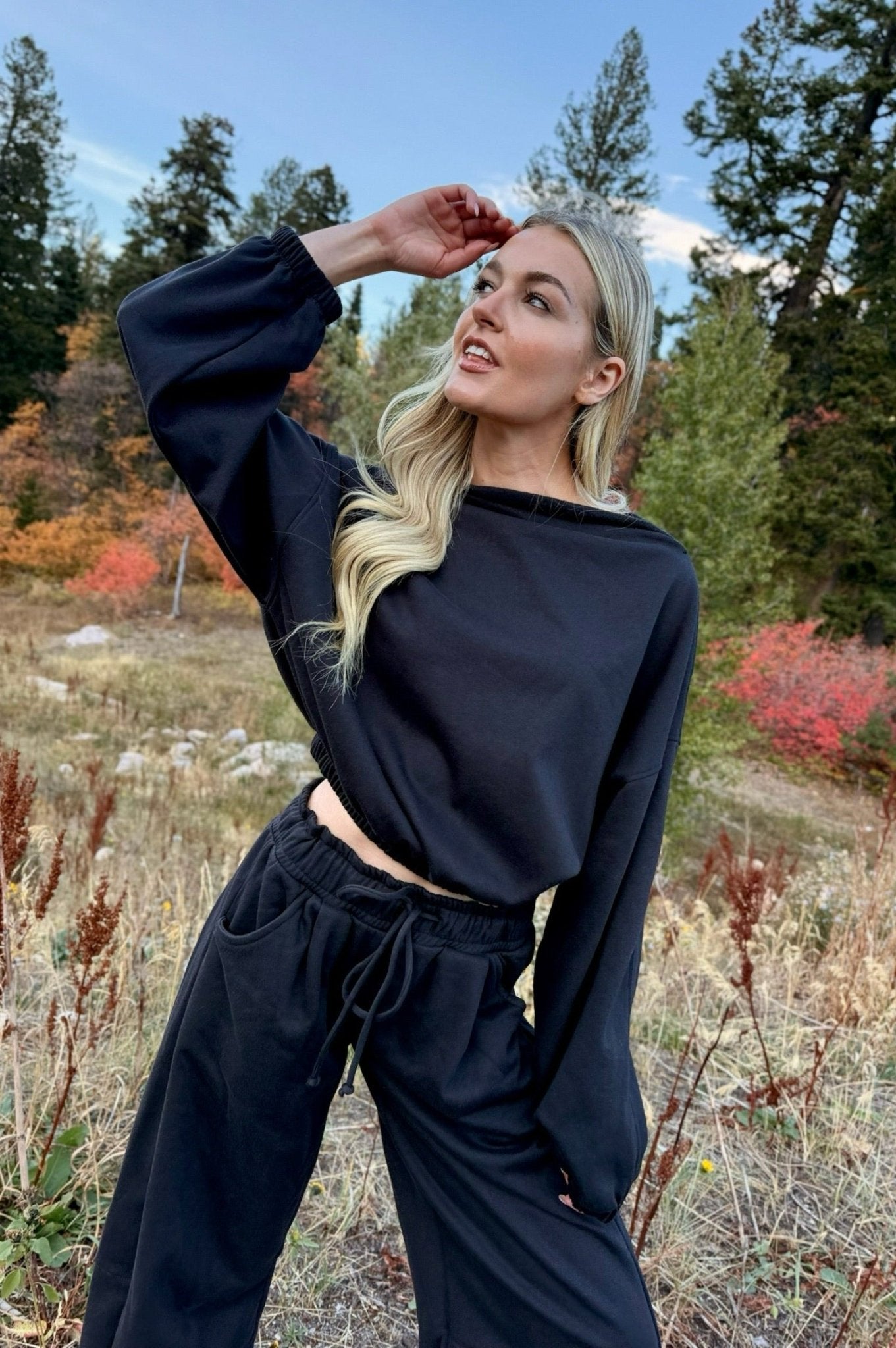 black long sleeve relaxed top