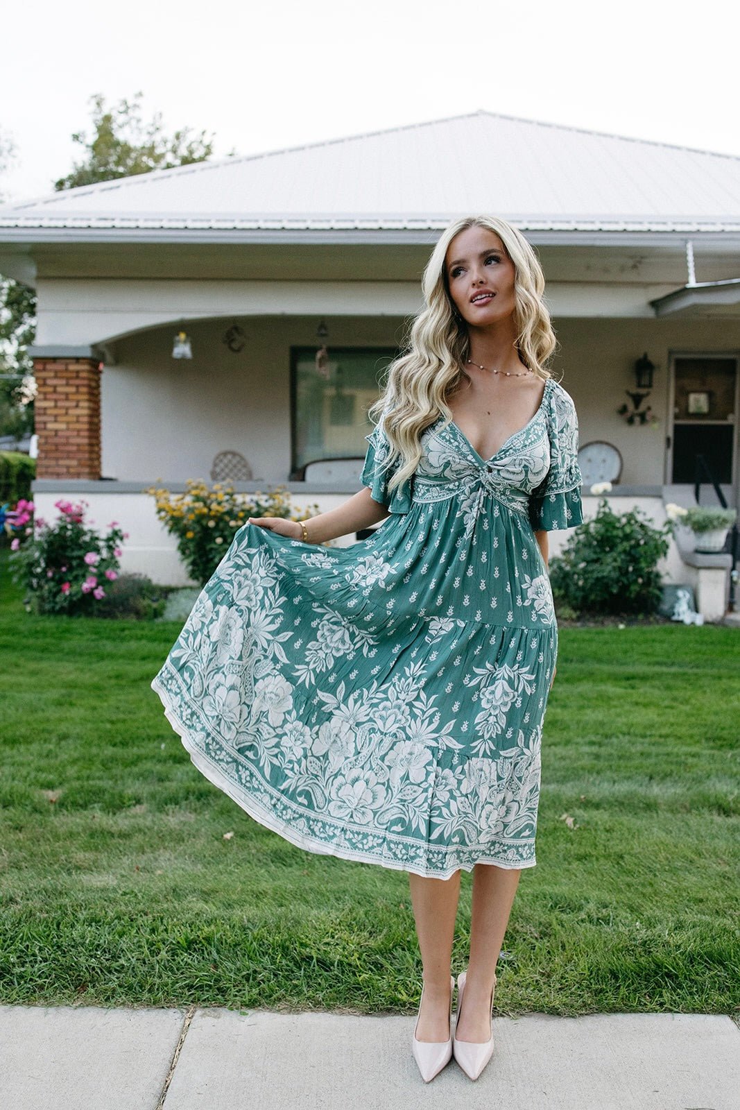 criss cross midi dress Meet Me in the Meadow Midi Dress