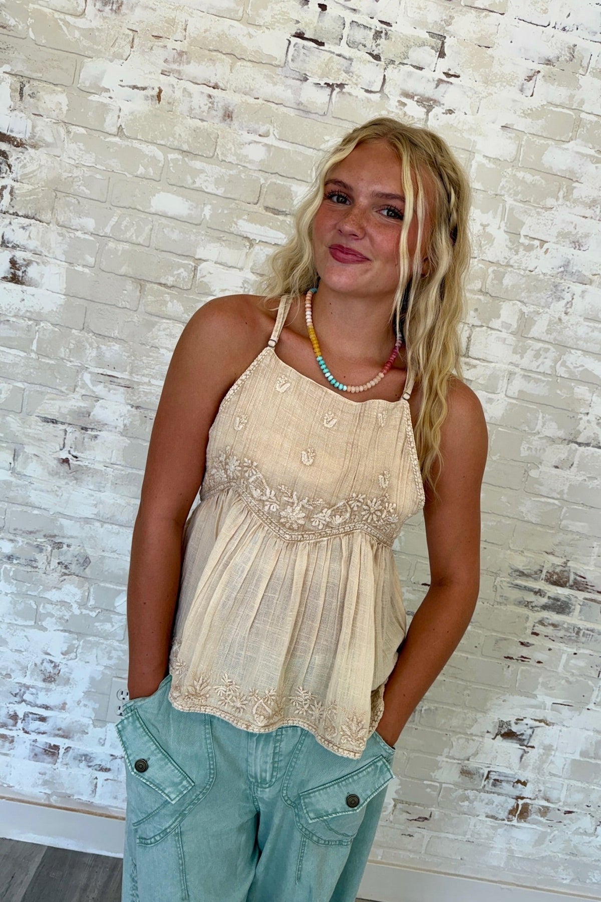 Moss & Honey Woven Tank