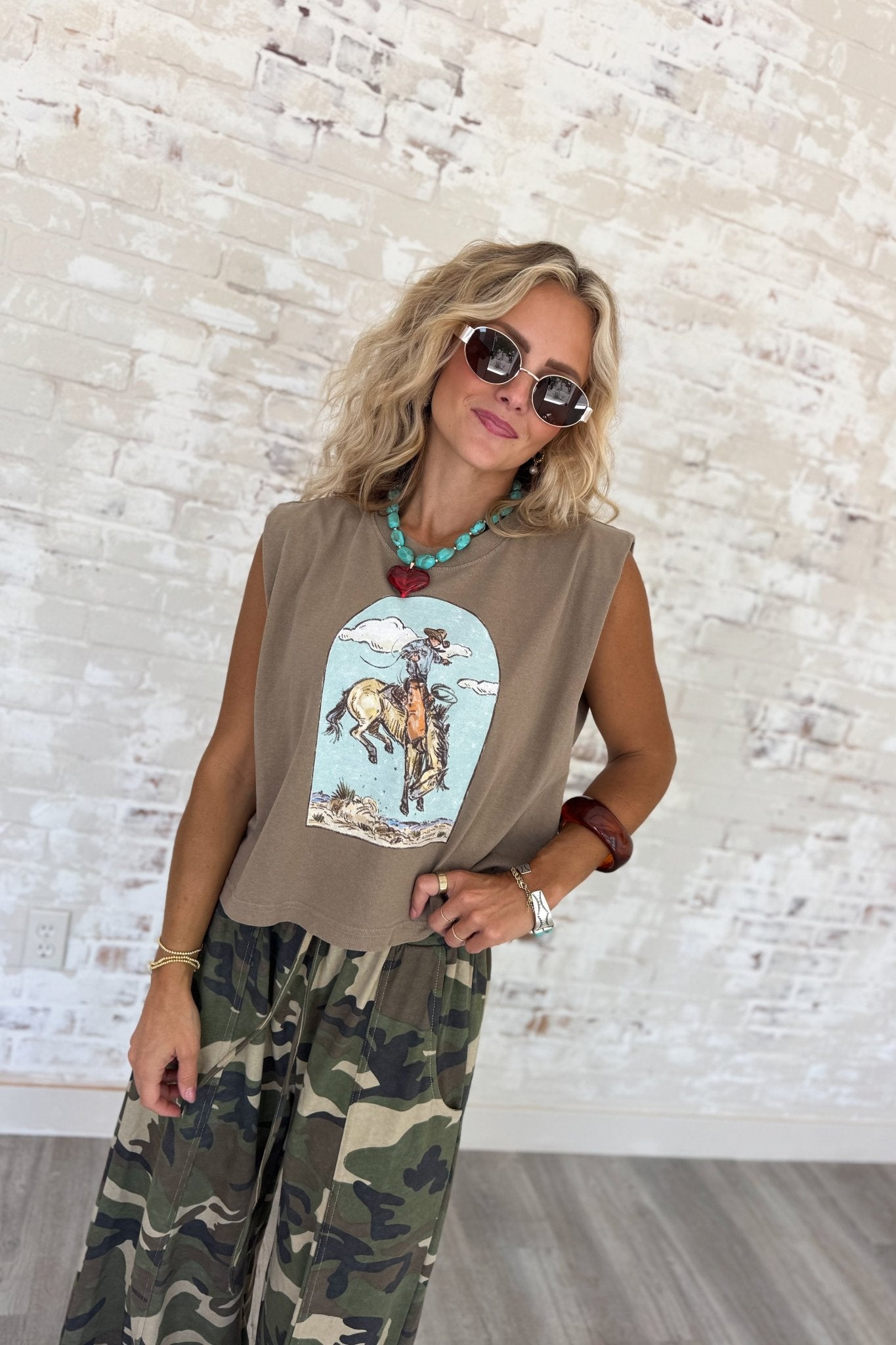 No Easy Rides Rodeo Graphic Muscle Tee