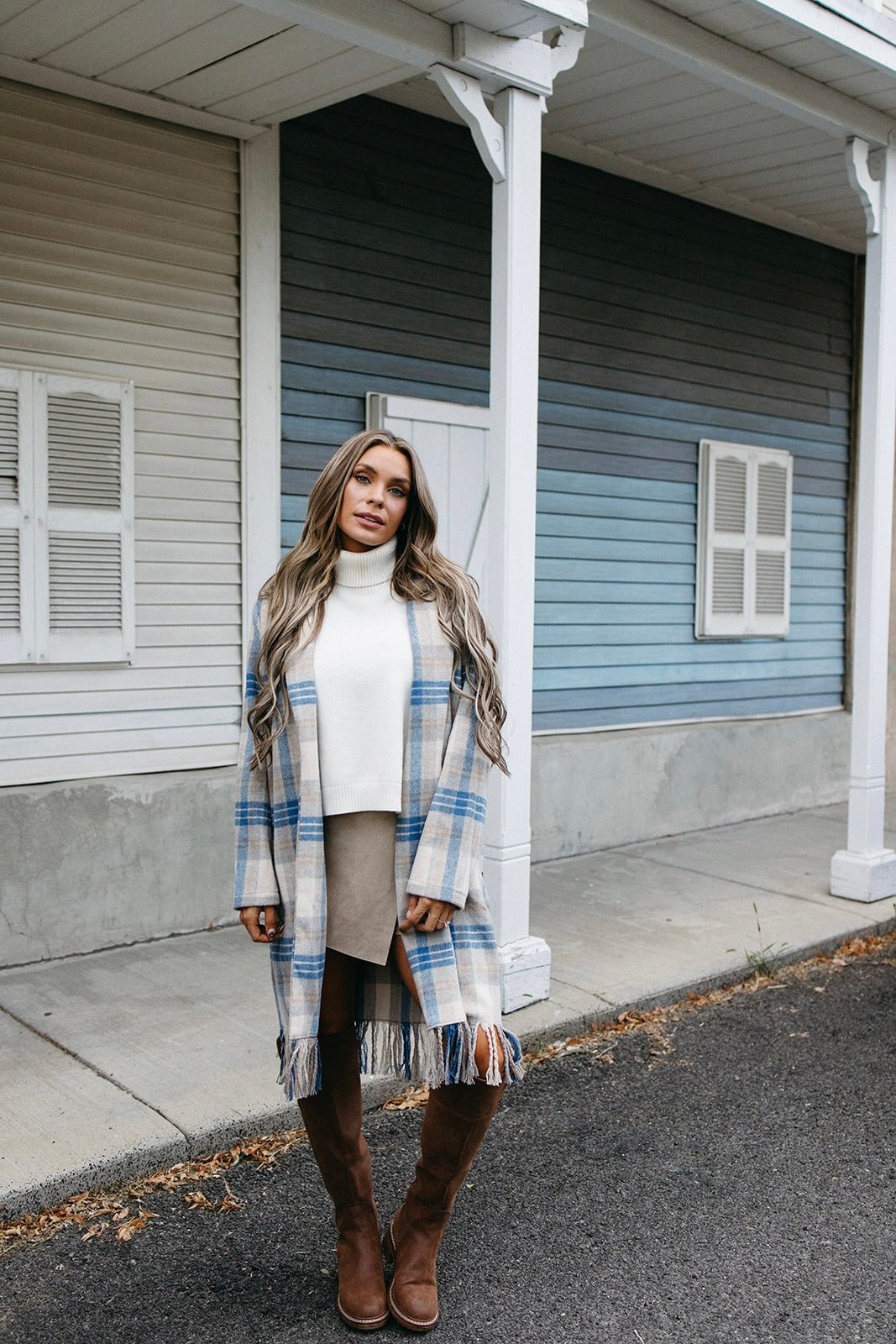 Plaid long flannel coat