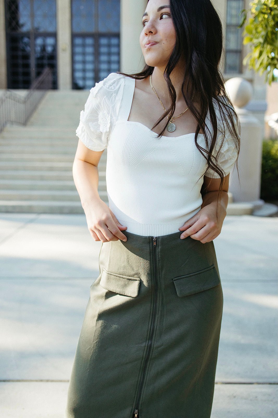 Rivers Edge Zipper Front Skirt - FINAL SALE