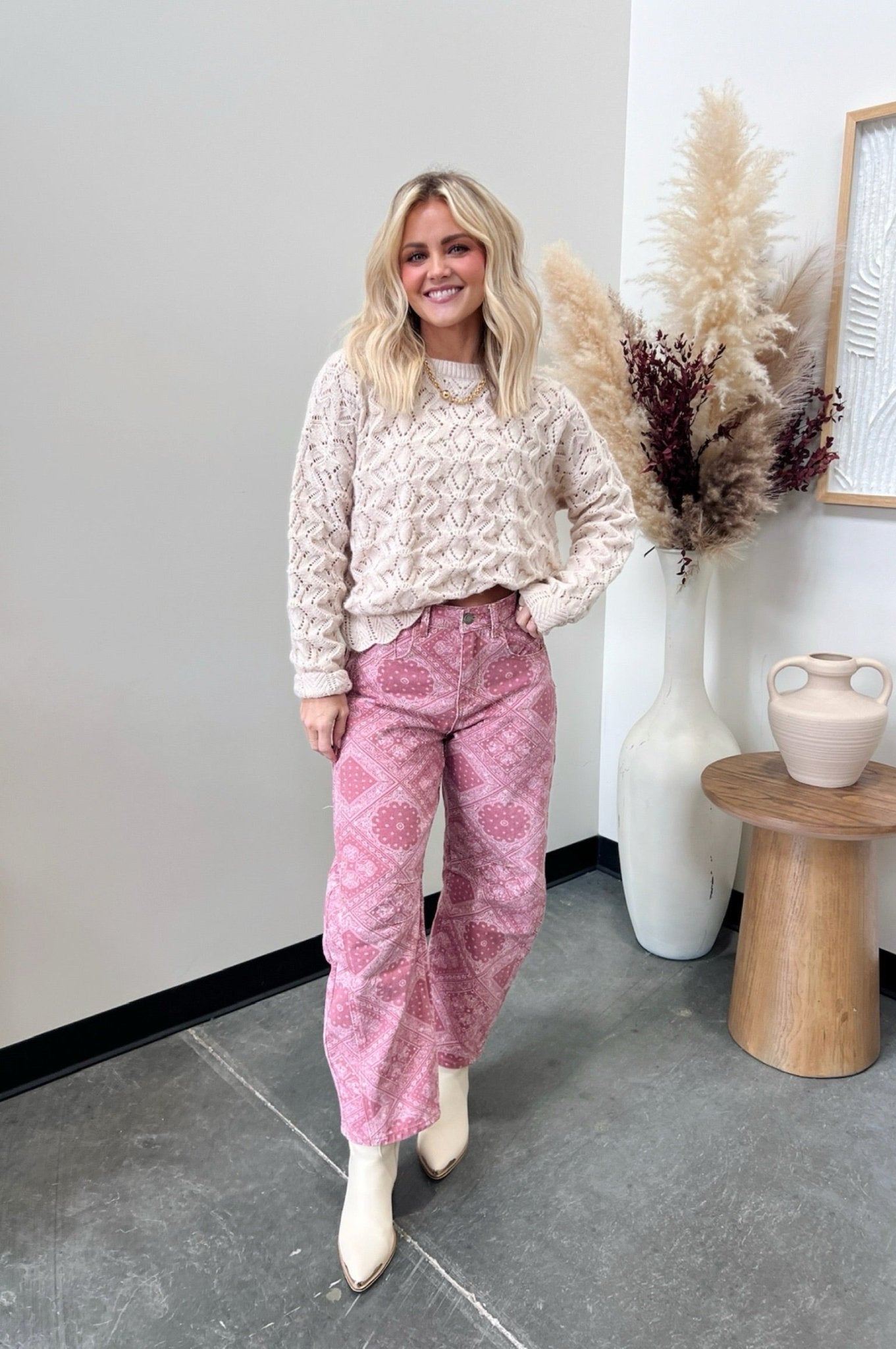 barrel jeans with fun and bold design