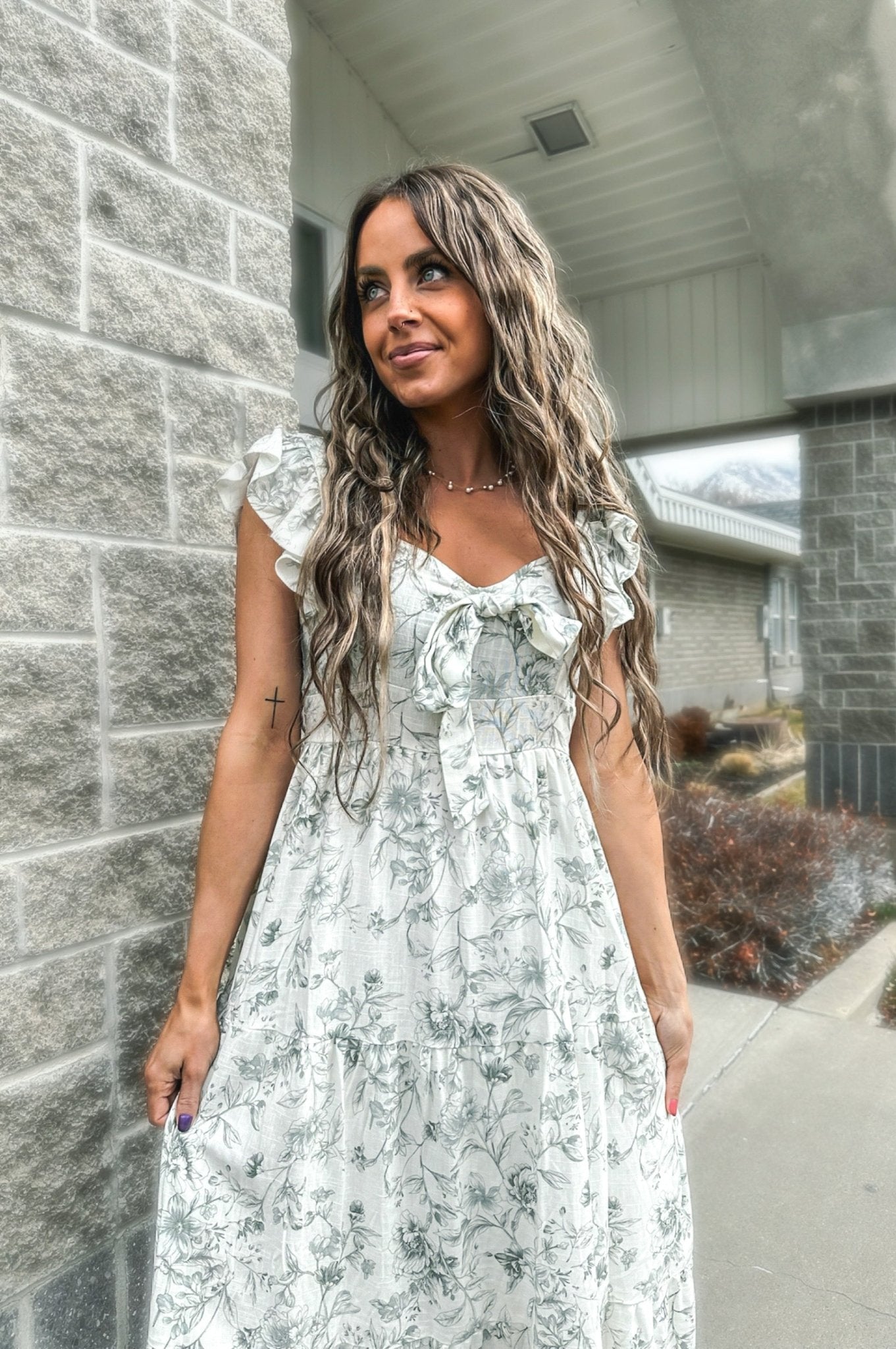 Secret Garden Floral Front Tie Dress