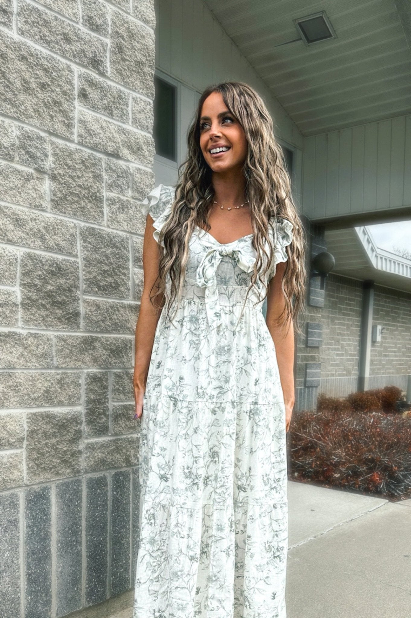 Secret Garden Floral Front Tie Dress