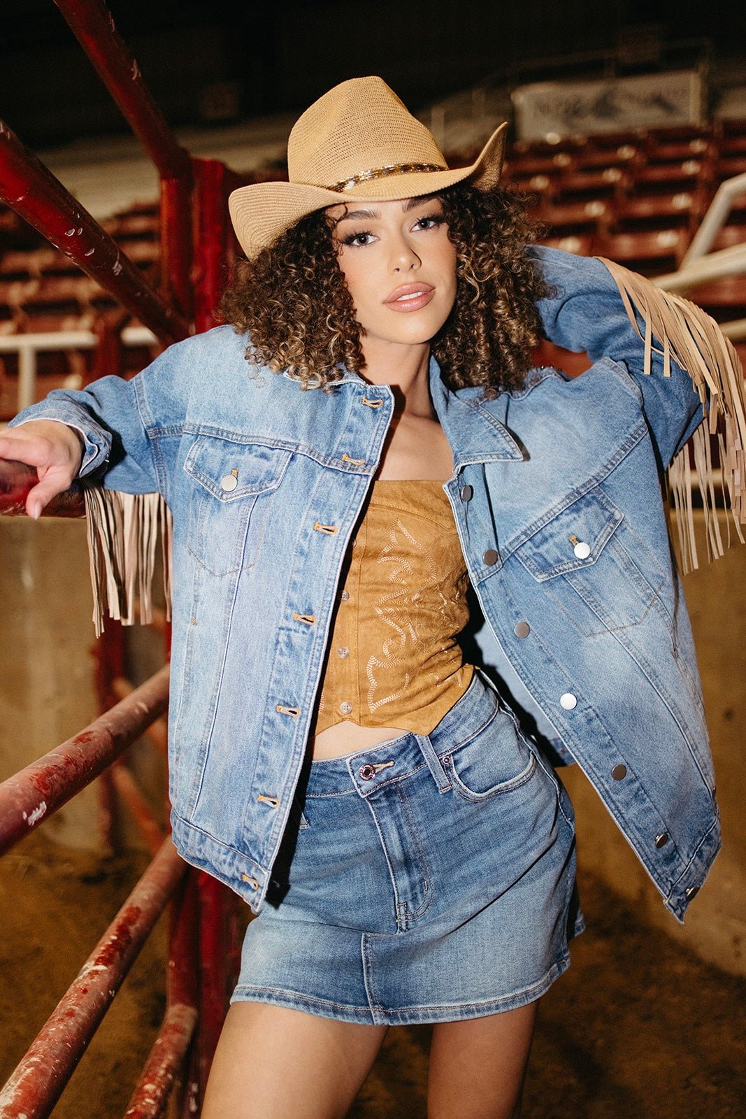 Sleepy Cowboy Fringed Denim Jacket