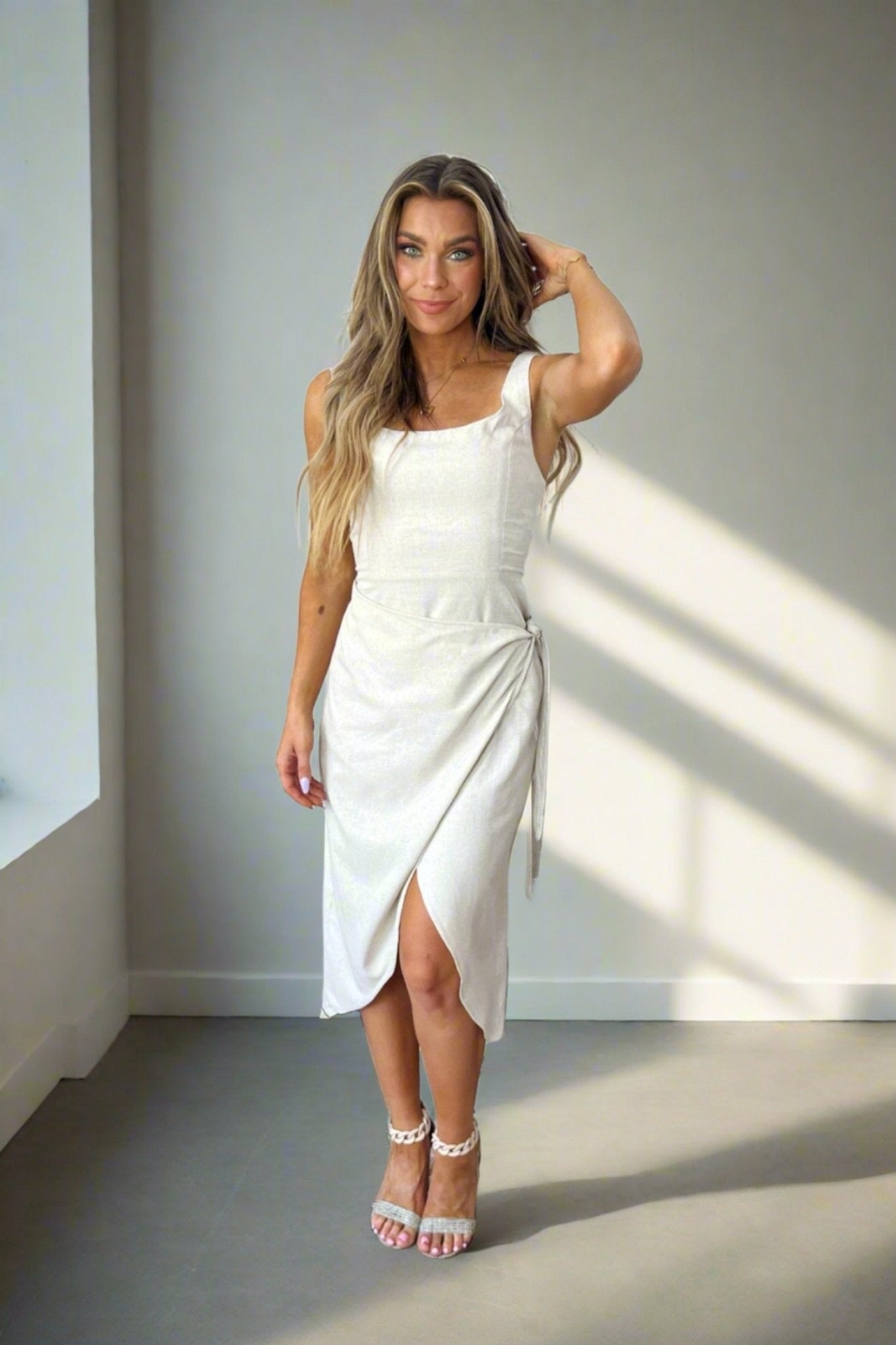 knee length dresses for ladies Summer Nights Linen Midi Dress