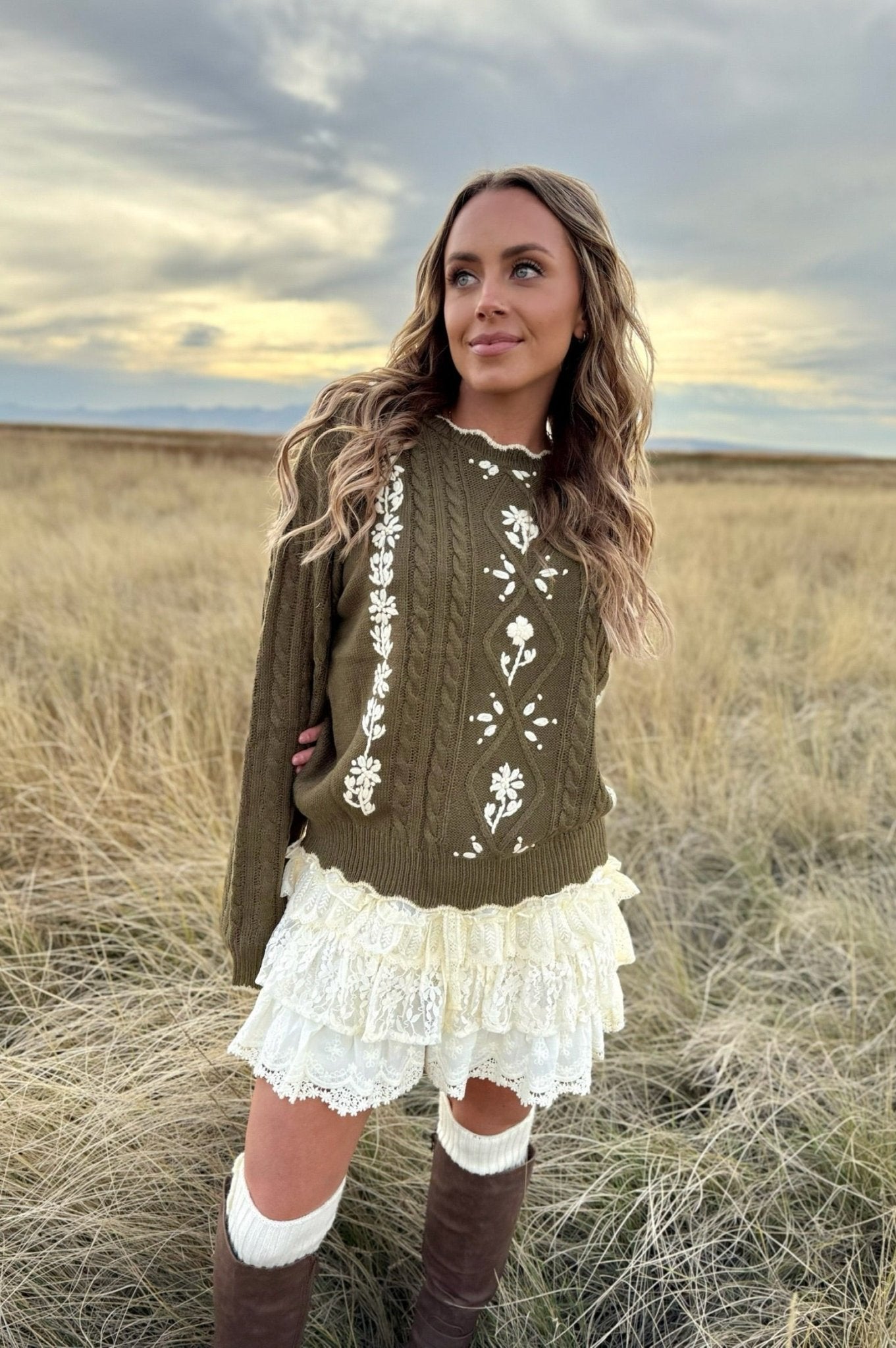 Boho Chic Tiered Lace Ruffle Mini Skirt - Cream Festival & Prairie Style, Lace Skort